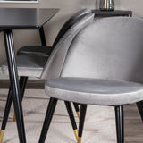 Jídelní stůl Silar - 180 cm - černý melamin / černé nohy + sametová jídelní židle mosaz - světle šedá / černá_6