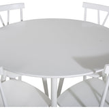 Kulatý stůl Plaza 100 cm - Bílá deska / Bílé nohy+jídelní židle Polar - Bílé nohy - Světle šedá látka_4