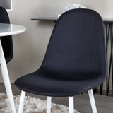 Kulatý stůl Plaza 100 cm - Bílá deska / Bílé nohy + Jídelní židle Polar - Bílé nohy - Černá Fabric_4