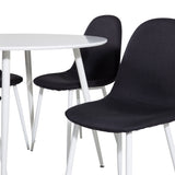 Kulatý stůl Plaza 100 cm - Bílá deska / Bílé nohy + Jídelní židle Polar - Bílé nohy - Černá Fabric_4
