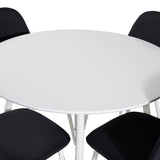 Kulatý stůl Plaza 100 cm - Bílá deska / Bílé nohy + Jídelní židle Polar - Bílé nohy - Černá Fabric_4