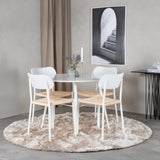 Kulatý stůl Plaza 100 cm - Bílá deska / Bílé nohy + Jídelní židle Polly - Bílá / Přírodní _4