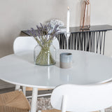 Kulatý stůl Plaza 100 cm - Bílá deska / Bílé nohy + Jídelní židle Polly - Bílá / Přírodní _4