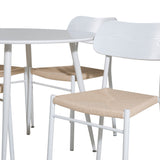 Kulatý stůl Plaza 100 cm - Bílá deska / Bílé nohy + Jídelní židle Polly - Bílá / Přírodní _4