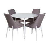 Kulatý stůl Plaza 100 cm - Bílá deska / Bílé nohy +Leone 2.0 Polar Grey - Bílé nohy _4