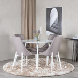 Kulatý stůl Plaza 100 cm - Bílá deska / Bílé nohy +Leone 2.0 Polar Grey - Bílé nohy _4