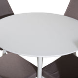 Kulatý stůl Plaza 100 cm - Bílá deska / Bílé nohy +Leone 2.0 Polar Grey - Bílé nohy _4