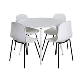 Kulatý stůl Plaza 100 cm - Bílá deska / Bílé nohy+Arktická jídelní židle - Černé nohy - Bílý Plast_4