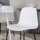 Kulatý stůl Plaza 100 cm - Bílá deska / Bílé nohy+Arktická jídelní židle - Černé nohy - Bílý Plast_4