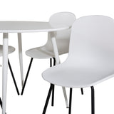 Kulatý stůl Plaza 100 cm - Bílá deska / Bílé nohy+Arktická jídelní židle - Černé nohy - Bílý Plast_4