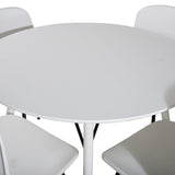 Kulatý stůl Plaza 100 cm - Bílá deska / Bílé nohy+Arktická jídelní židle - Černé nohy - Bílý Plast_4