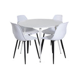 Kulatý stůl Plaza 100 cm - Bílá deska / Bílé nohy + Polar Plastová jídelní židle - Černé nohy / Bílá Plast_4