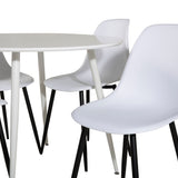 Kulatý stůl Plaza 100 cm - Bílá deska / Bílé nohy + Polar Plastová jídelní židle - Černé nohy / Bílá Plast_4