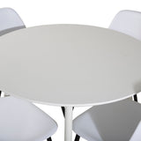 Kulatý stůl Plaza 100 cm - Bílá deska / Bílé nohy + Polar Plastová jídelní židle - Černé nohy / Bílá Plast_4