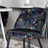 Plaza Kulatý stůl 100 cm - Bílá deska / Bílé nohy + Sametová jídelní židle - Black Flower fabric_4