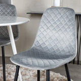 Kulatý stůl Plaza 100 cm - Bílá deska / Bílé nohy + Polar Diamond Jídelní židle - Černé nohy - Šedá Velvet_4
