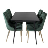 Prodlužovací stůl Silar – černý melamin / černé nohy+velvetová luxusní jídelní židle – zelená / mosaz_4