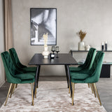 Prodlužovací stůl Silar – černý melamin / černé nohy+velvetová luxusní jídelní židle – zelená / mosaz_4