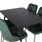 Prodlužovací stůl Silar – černý melamin / černé nohy+velvetová luxusní jídelní židle – zelená / mosaz_4