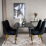 Prodlužovací stůl Silar – černý melamin / černé nohy+velvetová luxusní jídelní židle – černá / mosaz_4