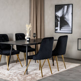 Prodlužovací stůl Silar – černý melamin / černé nohy+velvetová luxusní jídelní židle – černá / mosaz_4