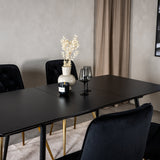 Prodlužovací stůl Silar – černý melamin / černé nohy+velvetová luxusní jídelní židle – černá / mosaz_4