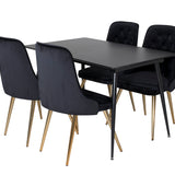 Prodlužovací stůl Silar – černý melamin / černé nohy+velvetová luxusní jídelní židle – černá / mosaz_4