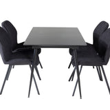 Prodlužovací stůl Silar – černý melamin/černé nohy+jídelní židle Gemma – černé nohy – černá látka_4