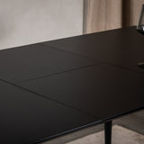 Prodlužovací stůl Silar – černý melamin/černé nohy+jídelní židle Gemma – černé nohy – černá látka_4