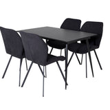 Prodlužovací stůl Silar – černý melamin/černé nohy+jídelní židle Gemma – černé nohy – černá látka_4