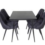 Prodlužovací stůl Silar – černý melamin/černé nohy+velvetová luxusní jídelní židle – černé nohy – černá látka_4
