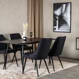 Prodlužovací stůl Silar – černý melamin/černé nohy+velvetová luxusní jídelní židle – černé nohy – černá látka_4