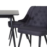 Prodlužovací stůl Silar – černý melamin/černé nohy+velvetová luxusní jídelní židle – černé nohy – černá látka_4