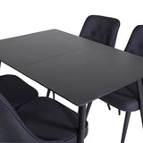 Prodlužovací stůl Silar – černý melamin/černé nohy+velvetová luxusní jídelní židle – černé nohy – černá látka_4