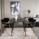 Prodlužovací stůl Silar - černý melamin / křeslo Black Legs+Arrow - Mosazné nohy - Black Velvet_4