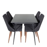 Prodlužovací stůl Silar - černý melamin / černé nohy+jídelní židle Leone - nohy z ořechového dřeva - černá látka_4