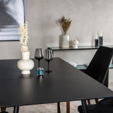 Prodlužovací stůl Silar - černý melamin / černé nohy+jídelní židle Leone - nohy z ořechového dřeva - černá látka_4