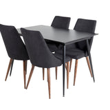 Prodlužovací stůl Silar - černý melamin / černé nohy+jídelní židle Leone - nohy z ořechového dřeva - černá látka_4