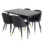 Prodlužovací stůl Silar - černý melamin / černé nohy + sametová jídelní židle š. Stiches - PU - Black / Black_4