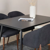 Prodlužovací stůl Silar – černý melamin/černé nohy+oblouková jídelní židle – ořechové nohy – černá látka_4