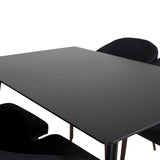 Prodlužovací stůl Silar – černý melamin/černé nohy+oblouková jídelní židle – ořechové nohy – černá látka_4