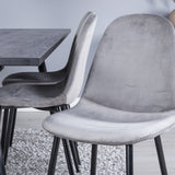 Elegantní roztahovací černá kartáčovaná – 195*95+jídelní židle Polar – černé nohy / světle šedý samet (ersätter 19902-885)_6