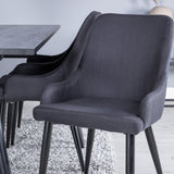 Elegantní roztahovací černá kartáčovaná – 195*95+jídelní židle Plaza – černé nohy – černá látka_6