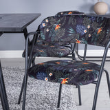 Elegantní rozšiřitelné černé kartáčované - 195*95 + křeslo Arrow - černé nohy - černý květ s potiskem Fabric_6