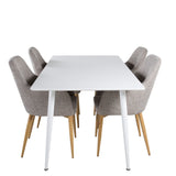 Polar Jídelní stůl 180 cm - Bílá deska / Bílé nohy +Comfort - Jídelní židle - Dub/Světle šedá _4