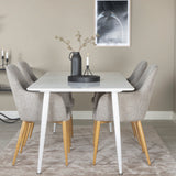 Polar Jídelní stůl 180 cm - Bílá deska / Bílé nohy +Comfort - Jídelní židle - Dub/Světle šedá _4