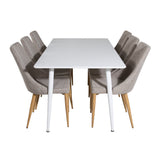 Polar Jídelní stůl 180 cm - Bílá deska / Bílé nohy +Leone - Jídelní židle - Dub/Světle šedá _6