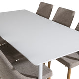 Polar Jídelní stůl 180 cm - Bílá deska / Bílé nohy +Leone - Jídelní židle - Dub/Světle šedá _6