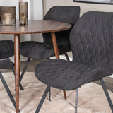 Plaza Kulatý stůl 100 cm - Ořechová deska - Ořechové nohy+Jídelní židle Gemma - Černé nohy - Černá Fabric_4
