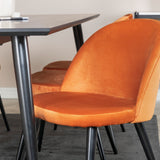 Jídelní stůl Dipp - 180*90cm - Černá dýha / celé černé nohy + Sametová jídelní židle - Oranžová / Černá_6
